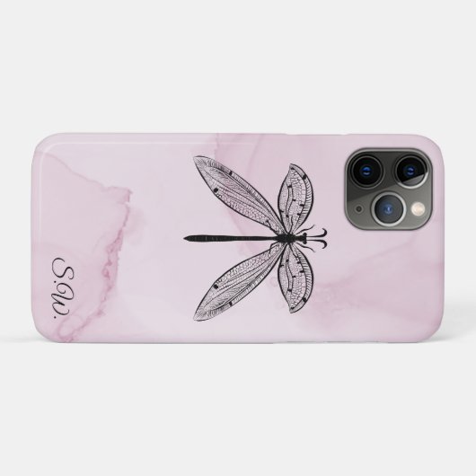 Dragonfly Insect Lover Pink Monogram Case-Mate iPhone Case (Achterkant (horizontaal))