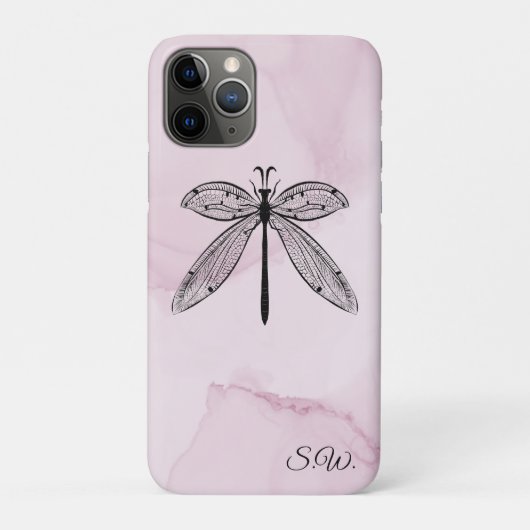 Dragonfly Insect Lover Pink Monogram Case-Mate iPhone Case (Achterkant)