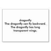 Dragonfly Insecte Reading Flashcards Kaart (Achterkant)