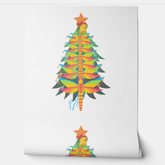 dragonfly kerstboom behang (Afrollen)