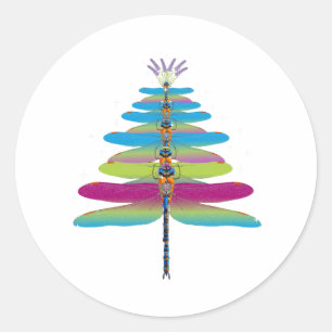 Dragonfly kerstboom Funny Insect Lover Xmas Ronde Sticker