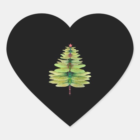 dragonfly kerstboom hart sticker (Voorkant)