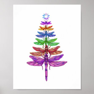 Dragonfly kerstboom Shirt Insect Lover Xmas C Poster