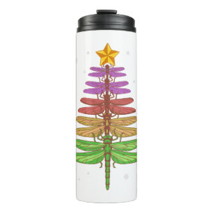 Dragonfly kerstboom Shirt Insect Lover Xmas C Thermosbeker