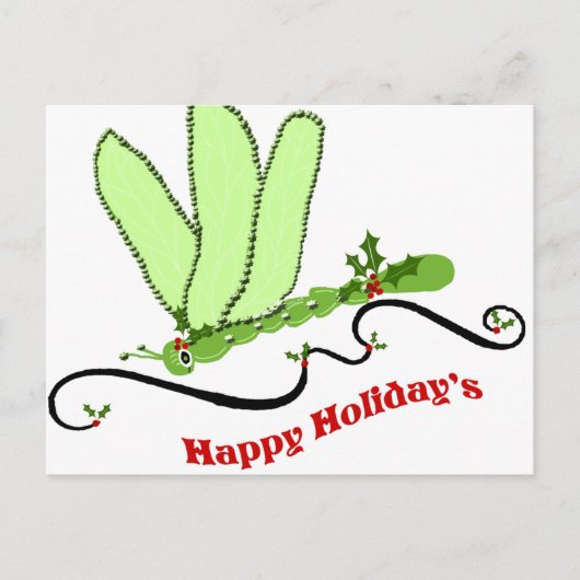 Dragonfly-kerstpostkaart Feestdagenkaart (Voorkant)