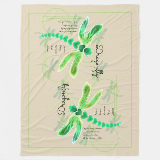 Dragonfly | Khaki Large Fleece Blanket Deken (Voorkant)