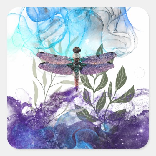 Dragonfly-kunst Vierkante Sticker (Voorkant)