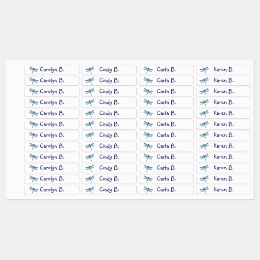 Dragonfly Labels voor 4 Kinderen Optie (Vel)