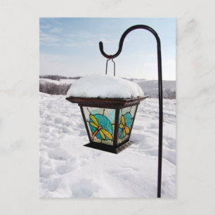 Dragonfly Lantern bij Winter Morning Briefkaart