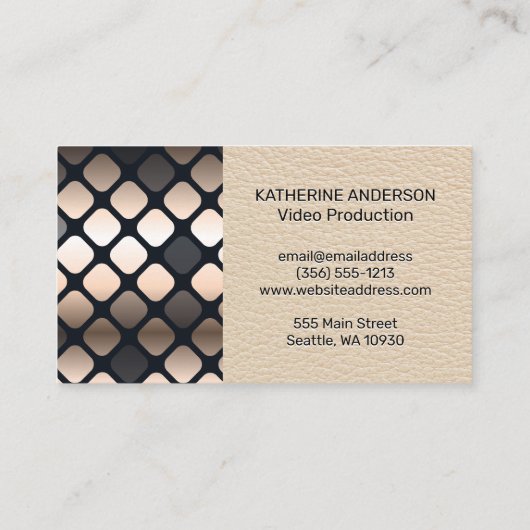 Dragonfly | Leder | Metaal vierkant patroon Visitekaartje (Achterkant)