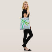 Dragonfly | Lichte blauwe Canvas tas (Op model)