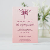 Dragonfly Logo in Burgundy on Gradient for Wedding Save The Date (Staand voorkant)