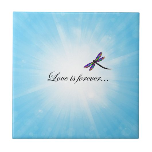 Dragonfly "LOVE is Forever" Tegeltje (Voorkant)