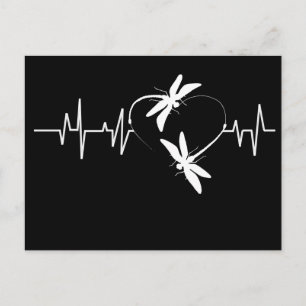 Dragonfly Lover Gift  Funny Dragonfly Heartbeat Briefkaart