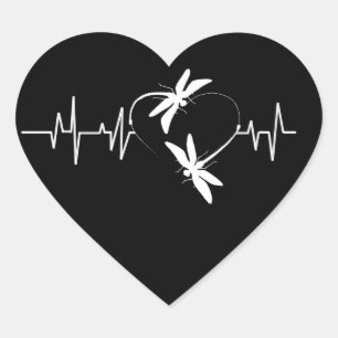 Dragonfly Lover Gift  Funny Dragonfly Heartbeat Hart Sticker