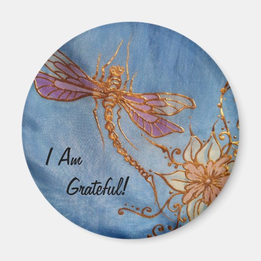 Dragonfly Magnet: Ik ben dankbaar! Magneet (Voorkant)