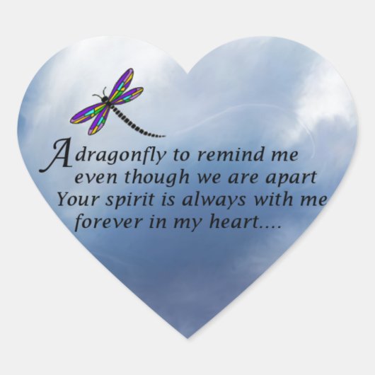 Dragonfly Memorial Poem Hart Sticker (Voorkant)