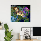 Dragonfly Mermaid ART PRINT fantasy waterlilies (Thuiskantoor)