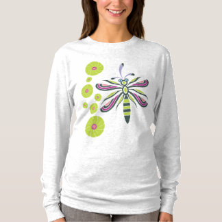 Dragonfly met bloemen t-shirt