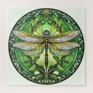 Dragonfly met Groene Bloemen Lijst Legpuzzel
