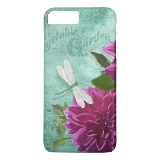 dragonfly met Paarse Dahlia gekleurde bloemen Case-Mate iPhone Case (Achterkant)