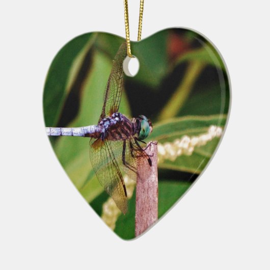 Dragonfly met witte bloemen keramisch ornament (Links)