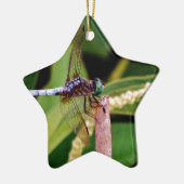 Dragonfly met witte bloemen keramisch ornament (Links)