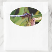 Dragonfly met witte bloemen ovale sticker (Tas)