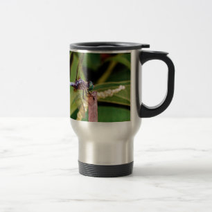 Dragonfly met witte bloemen reisbeker