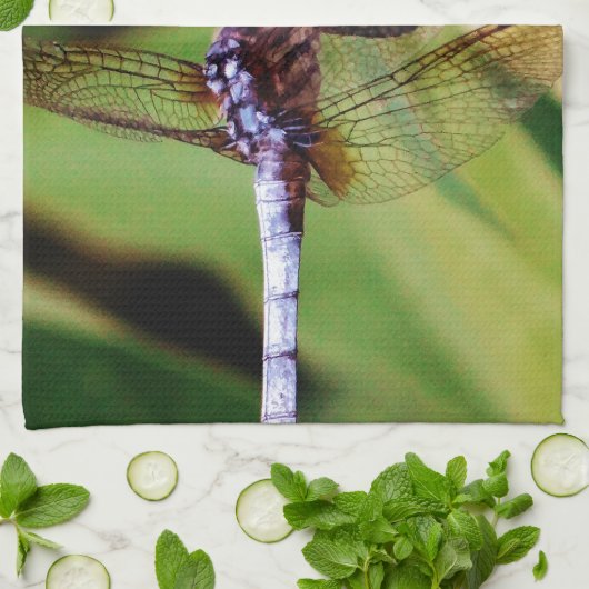 Dragonfly met witte bloemen theedoek (Gevouwen)