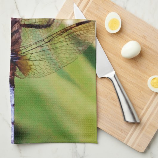 Dragonfly met witte bloemen theedoek (Quarter Fold)