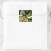 Dragonfly met witte bloemen vierkante sticker (Tas)