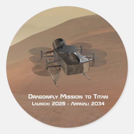 Dragonfly Mission to Titan Ronde Sticker (Voorkant)