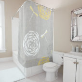 Dragonfly Modern Floral Ranunculus Circle Flowers Douchegordijn (In situ)