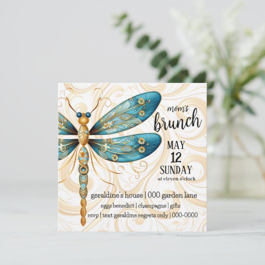 Dragonfly Moederdag Brunch Kaart (Staand voorkant)