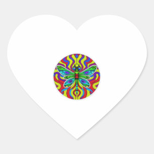 Dragonfly Mooi, kleurrijk en Hart Sticker