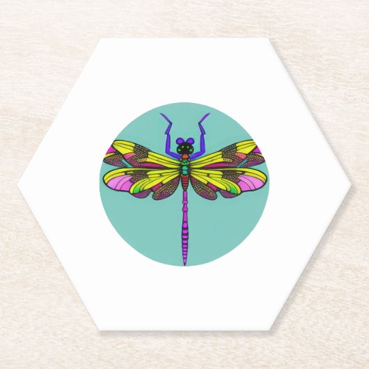 Dragonfly Mooi, kleurrijk en  Kartonnen Onderzetters (Voorkant)