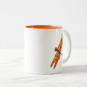 Dragonfly neon insect illustratie tweekleurige koffiemok (Voorkant rechts)