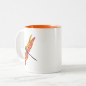 Dragonfly neon insect illustratie tweekleurige koffiemok (Voorkant links)