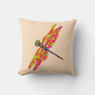 Dragonfly neon waterverf illustratie kussen