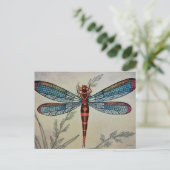  Dragonfly No. 1 en Grass Waterverf Art Briefkaart (Staand voorkant)
