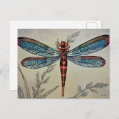 Dragonfly No. 1 en Grass Waterverf Art Briefkaart (Voorkant / Achterkant)
