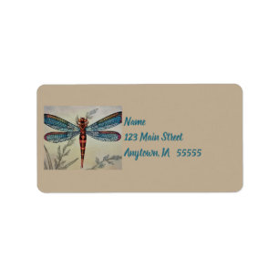  Dragonfly No. 1 en Grass Waterverf Art Etiket
