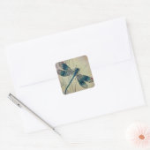 Dragonfly No. 2 en Grass Waterverf Art Vierkante Sticker (Envelop)