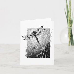 Dragonfly Note Kaart - zwart-wit