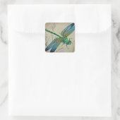 dragonfly nr. 3 en Grass Waterverf Art Vierkante Sticker (Tas)