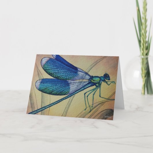 Dragonfly nr. 5 en Grass Waterverf Art Kaart (Voorkant)
