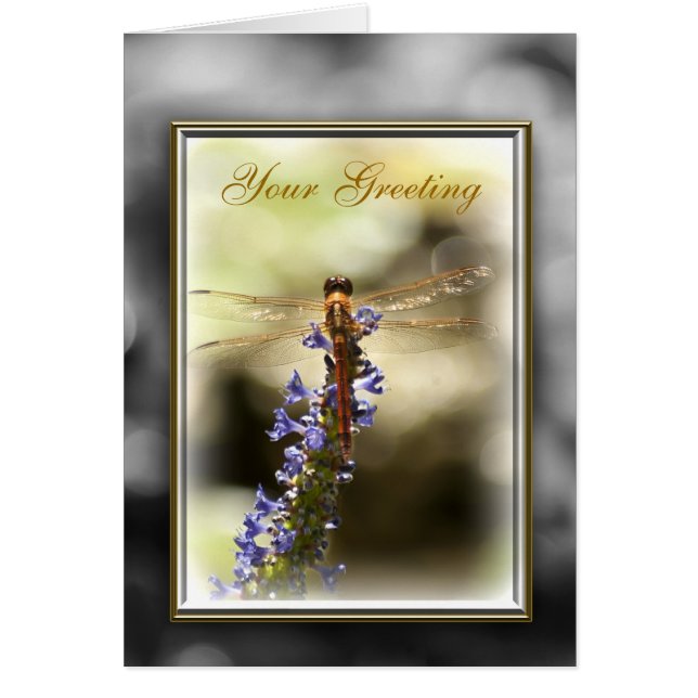 Dragonfly On Flower Card (Voorkant)