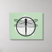 Dragonfly on Leaf Drawing - Wildlife Circle Series Canvas Afdruk (Voorkant)