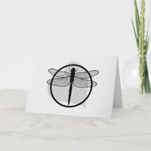 Dragonfly on Leaf Drawing - Wildlife Circle Series Kaart